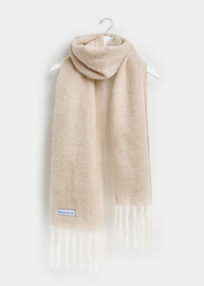 Mad Hatter Oversized Contrast Blanket Scarf - Feather & Ivory