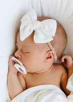 Small Velvet Bow Headband - Ivory