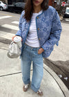 Sadie Paisley Bandana Quilted Jacket - Denim Blue