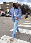 Sadie Paisley Bandana Quilted Jacket - Denim Blue