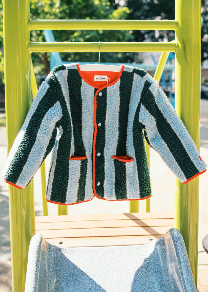 Striped Printed Fleece Jacket