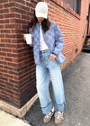 Sadie Paisley Bandana Quilted Jacket - Denim Blue