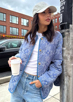 Sadie Paisley Bandana Quilted Jacket - Denim Blue
