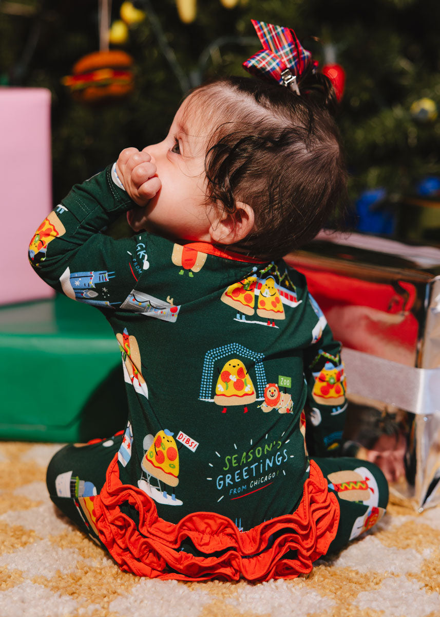 Season's Greetings From Chicago Ruffle Footie