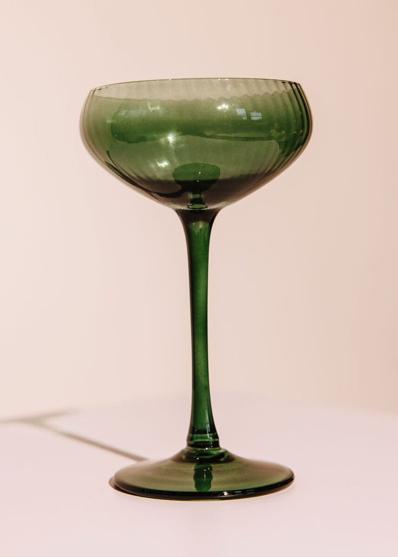 Jewel-Toned Stemmed Coupe Glasses - Emerald