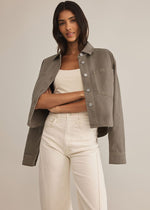 All Day Cropped Denim Jacket - Pebble Moon