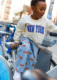 New York Puff Mini Crewneck Sweatshirt - Blue & Orange