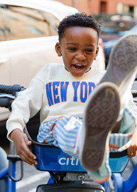 New York Puff Mini Crewneck Sweatshirt - Blue & Orange