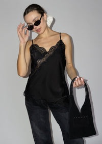 Ashley Asymmetric Lace Cami - Black