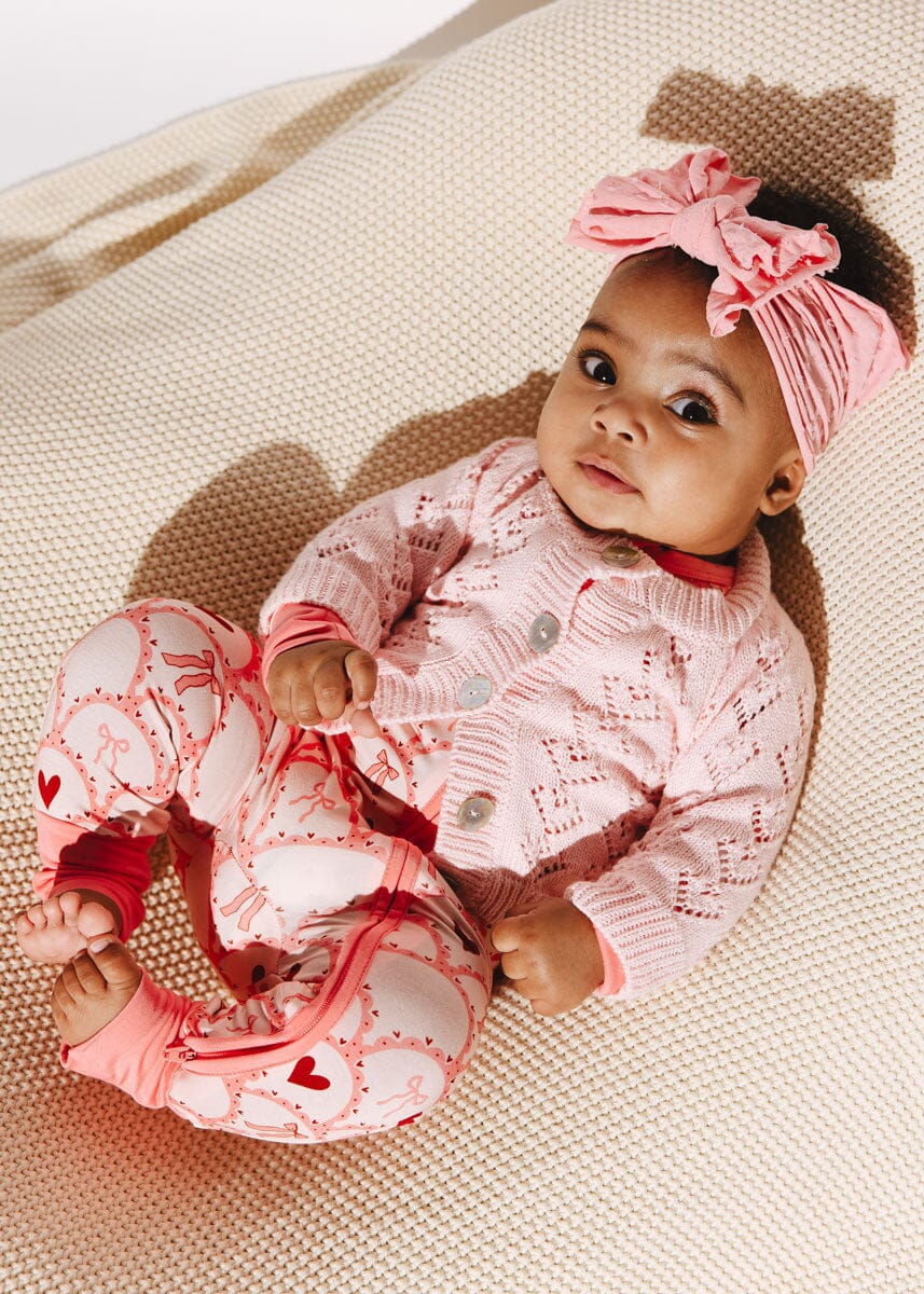 Lace Heart Cardigan - Blush