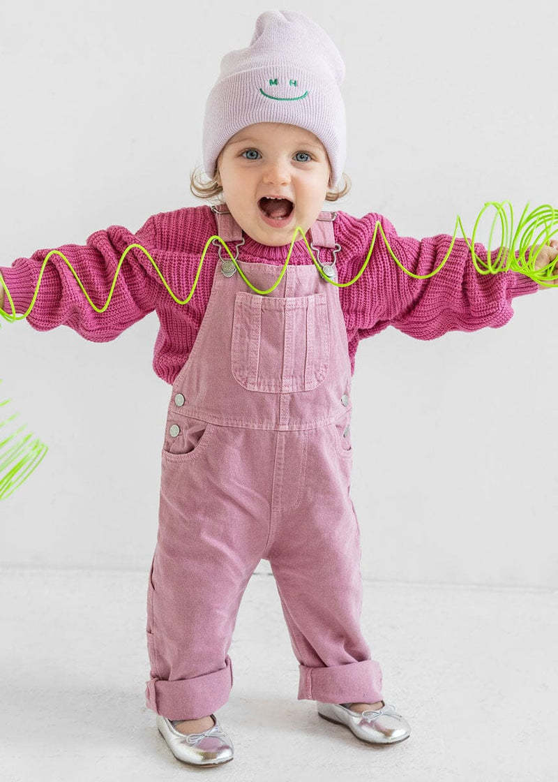 Toddler Mad Hatter Smiley Cuff Beanie - Lavender/Kelly Green