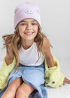 Youth Mad Hatter Smiley Cuff Beanie - Lavender/Kelly Green