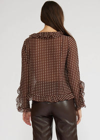 Liza Ruffle Top - Brown Cream