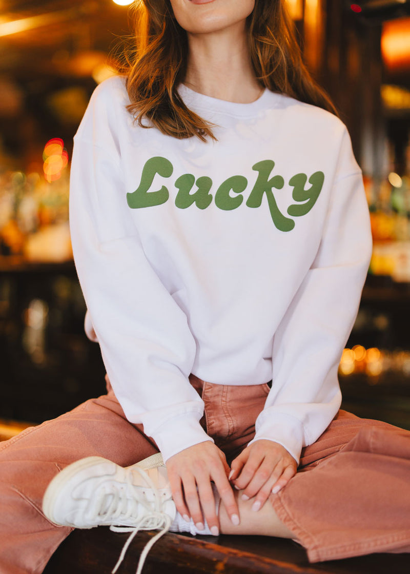 Lucky Oversized Sweatshirt - White