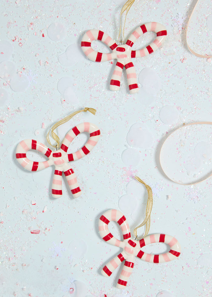 Luella Bow Ornament - Red Stripe
