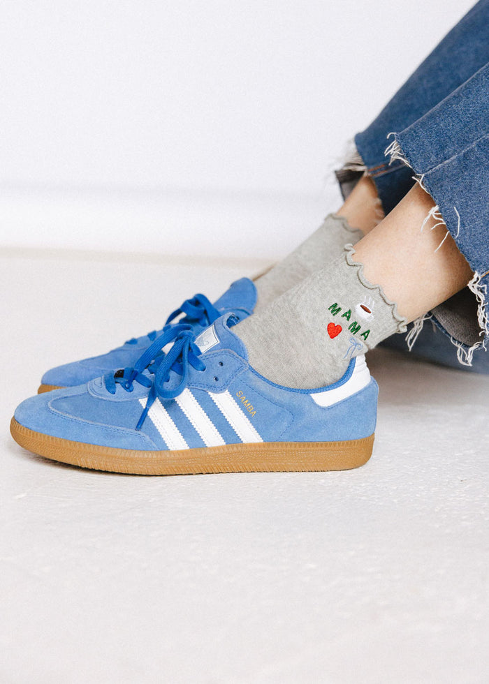 Mama Embroidered Icons Ruffle Sock