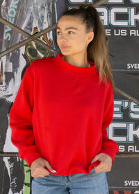 Marjorie Fleece Wide Neck Sweatshirt - Red