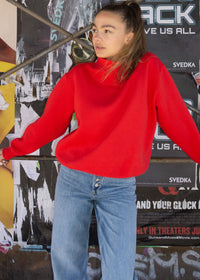 Marjorie Fleece Wide Neck Sweatshirt - Red
