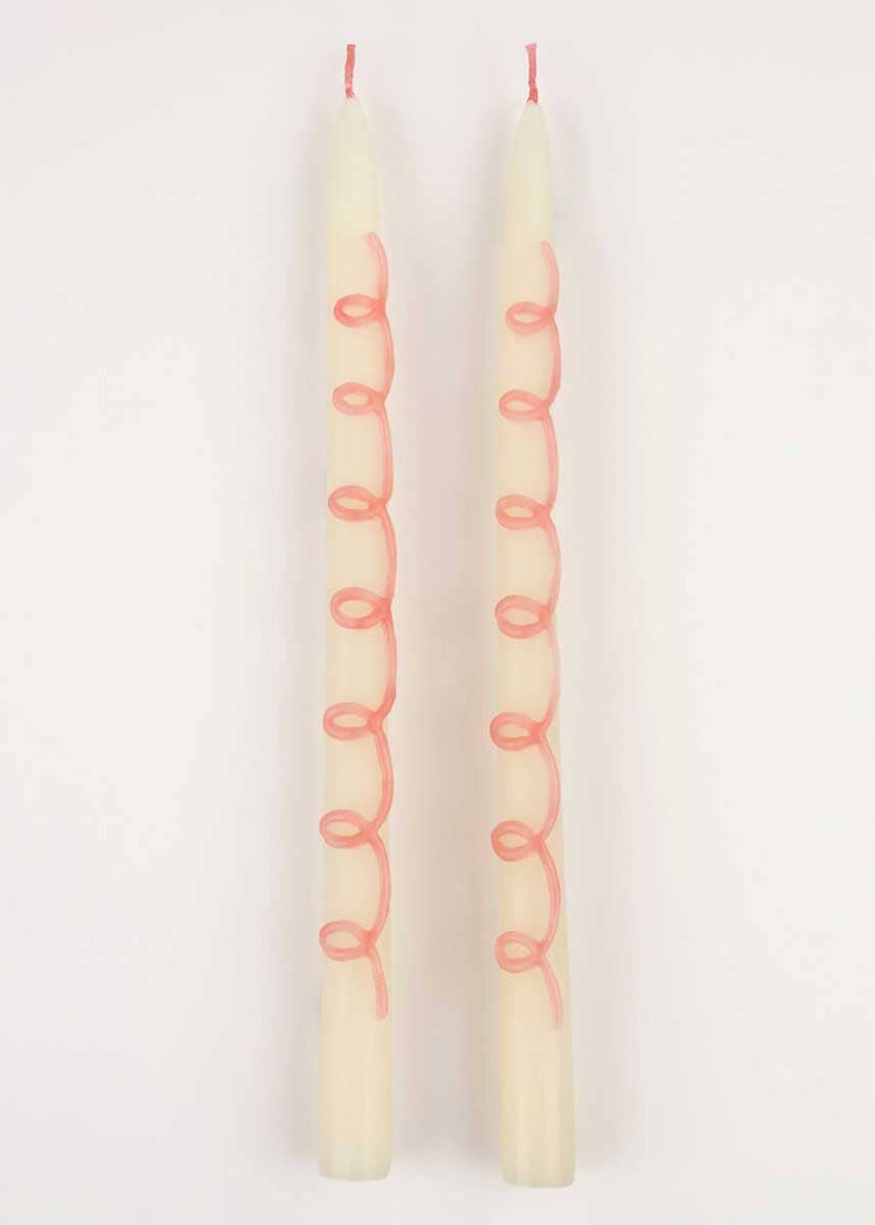 Pink Swirl Taper Candles