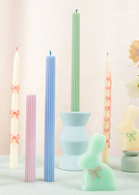 Pink Bow Taper Candles