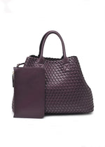 Ithaca Woven Vegan Leather Tote - Espresso