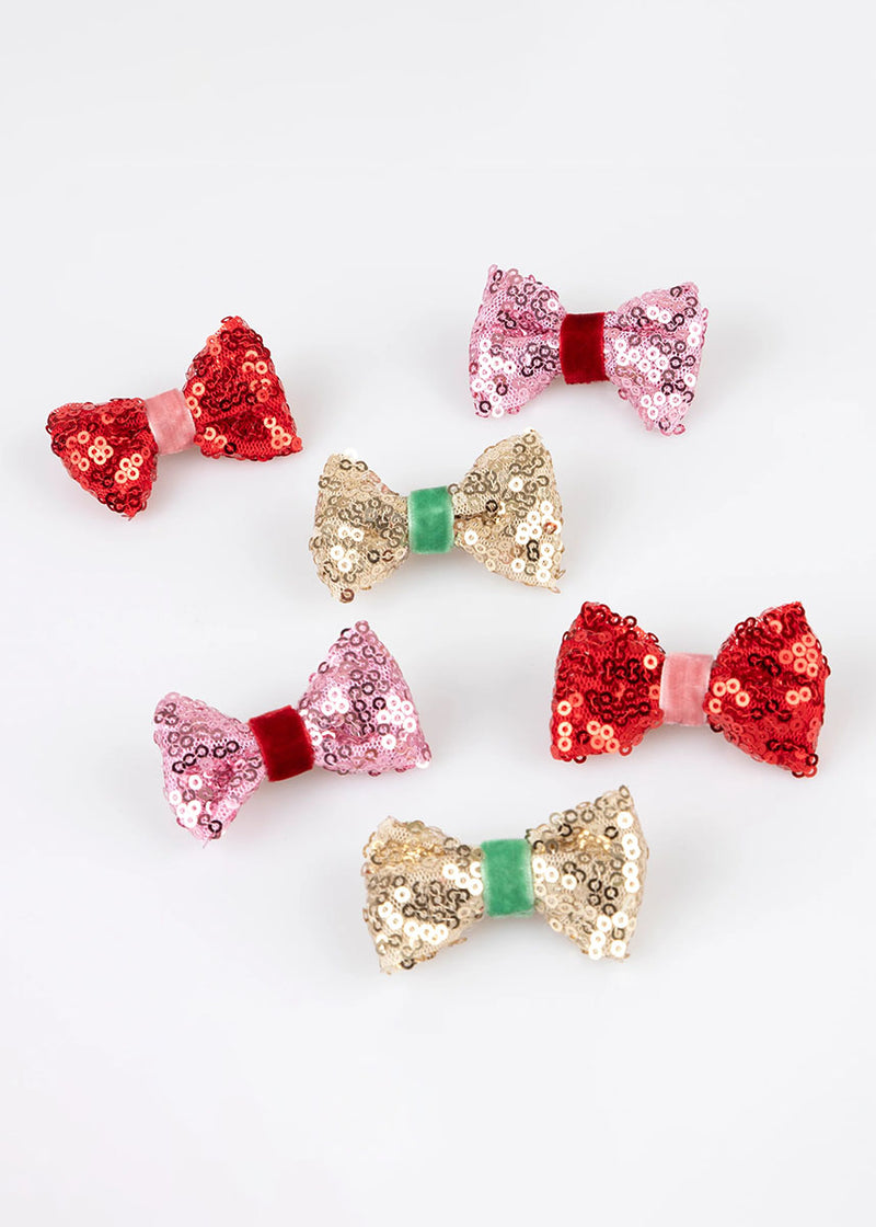 Sequin & Velvet Mini Bow Hairclips