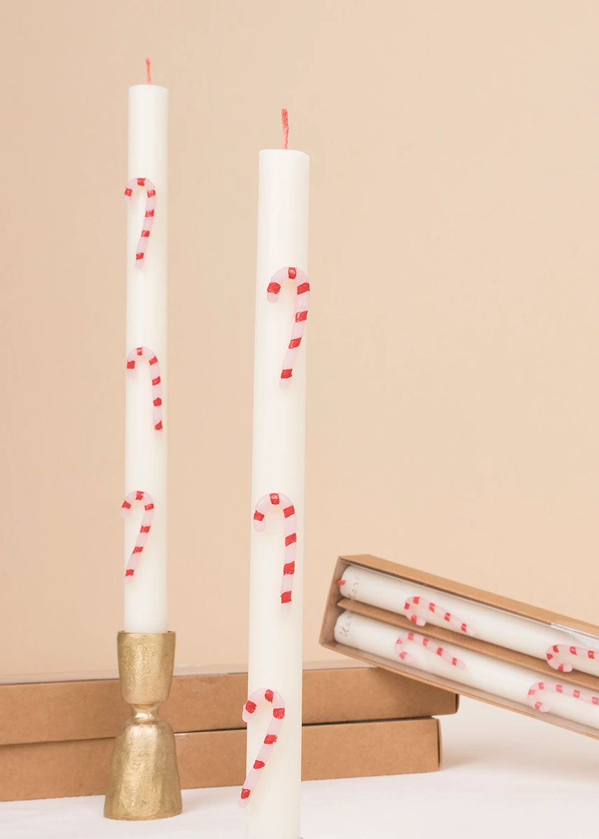 Candy Cane Taper Candles