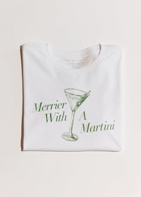 Merrier With A Martini Cropped Tee - White