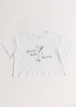 Merrier With A Martini Cropped Tee - White