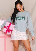 Eat, Drink & Be Merry Crewneck Sweatshirt - Dusty Blue