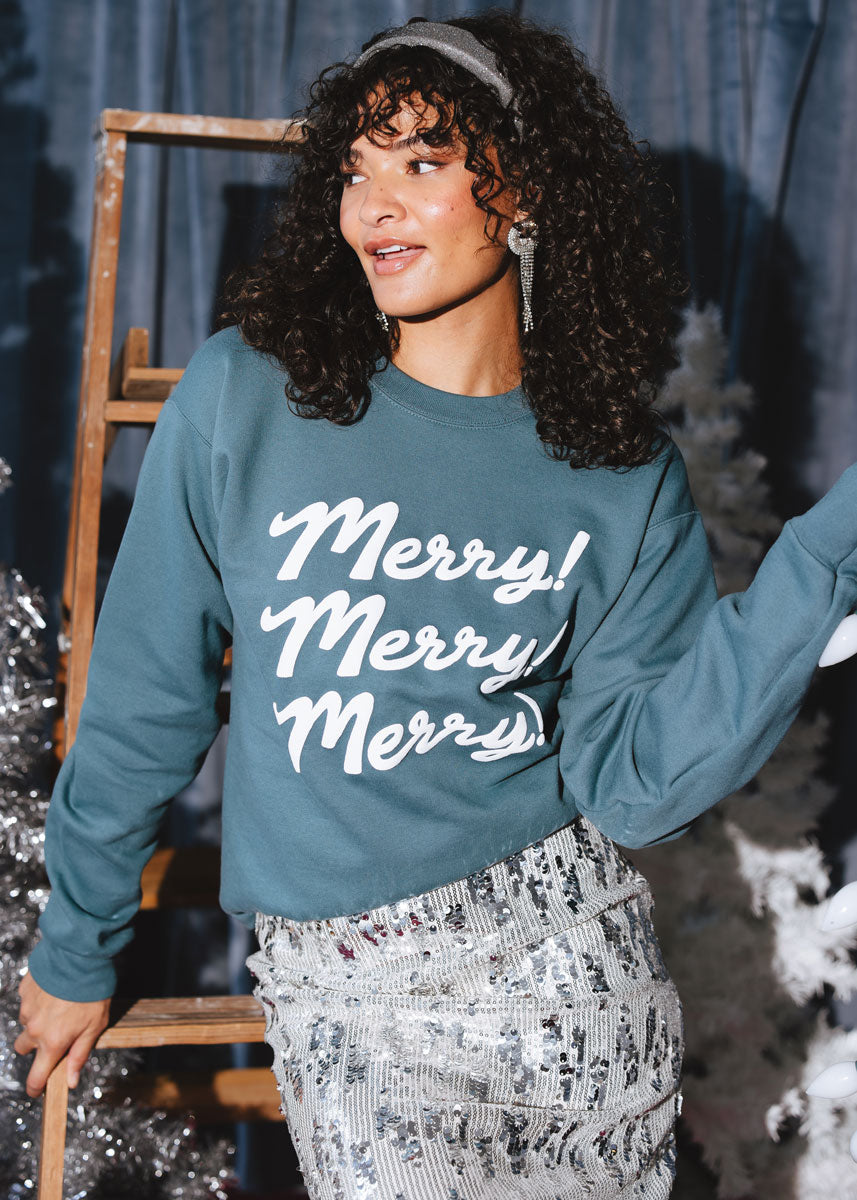 Merry! Merry! Merry! Crewneck Sweatshirt - Alpine