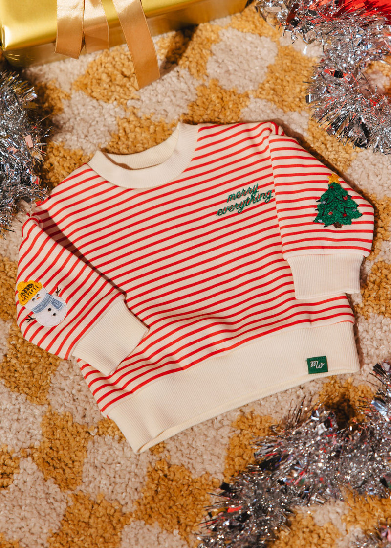 Merry Everything Striped Patch Sweatshirt