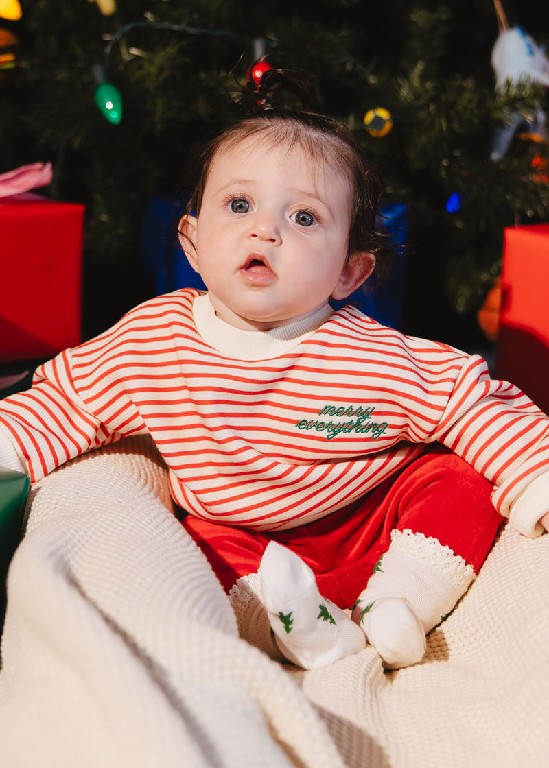 Merry Everything Striped Patch Sweatshirt