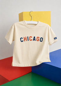 Sweet Home Chicago Oversized Tee - Orange & Navy
