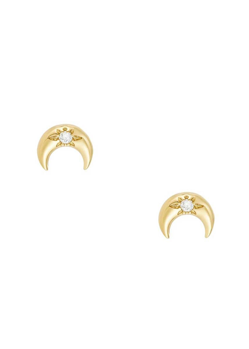 Crescent Moon Studs - CZ