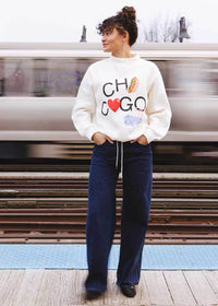 Chicago Love Mock Neck Sweatshirt - Cream