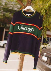 Chicago Striped Sweater - Navy Multi