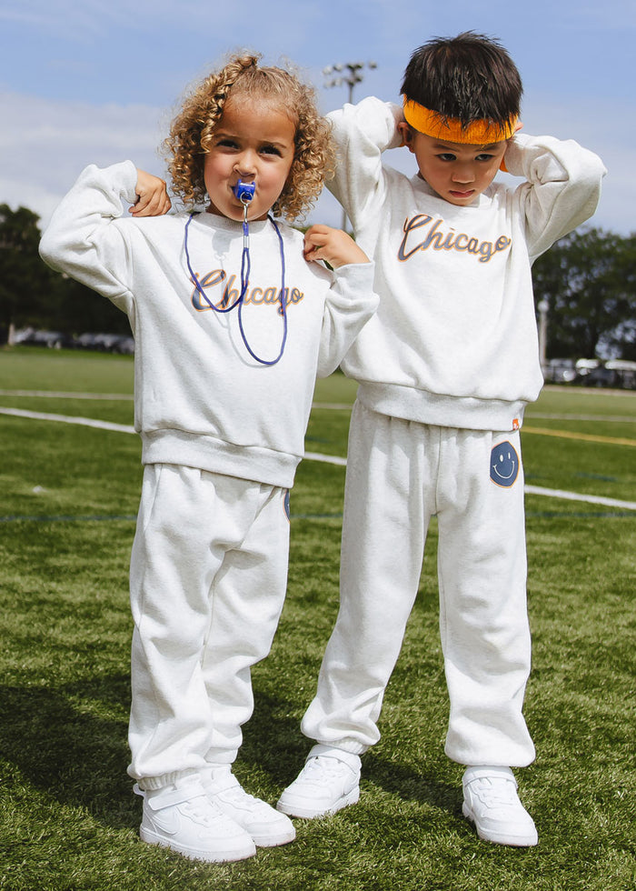 Chicago Script Sweatsuit Set - Heather Grey