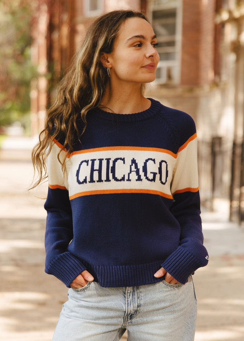 Chicago Vintage Block Stripe Sweater - Navy