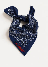 Chicago Stitch Embroidered Bandana - Navy
