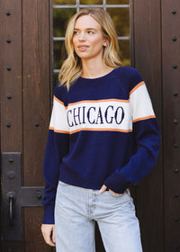 Chicago Vintage Block Stripe Sweater - Navy