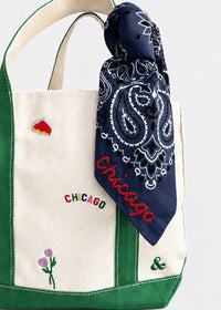 Chicago Stitch Embroidered Bandana - Navy