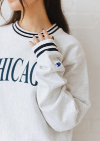 Chicago Champion Striped Rib Crewneck - Navy