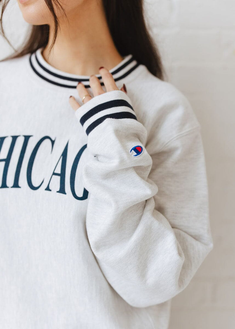 Chicago Champion Striped Rib Crewneck - Navy