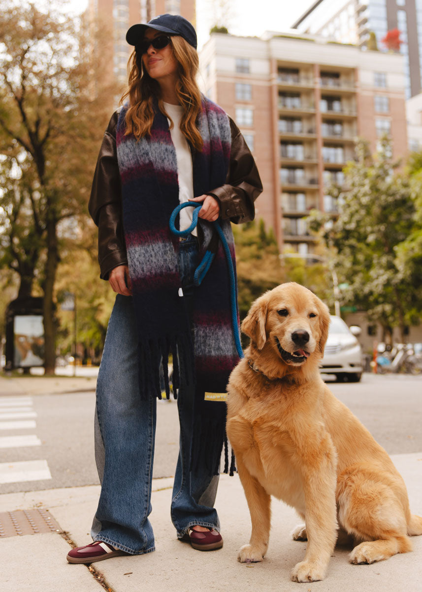 MAD HTR Oversized Blanket Scarf - Navy Multi Stripe