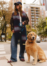 MAD HTR Oversized Blanket Scarf - Navy Multi Stripe