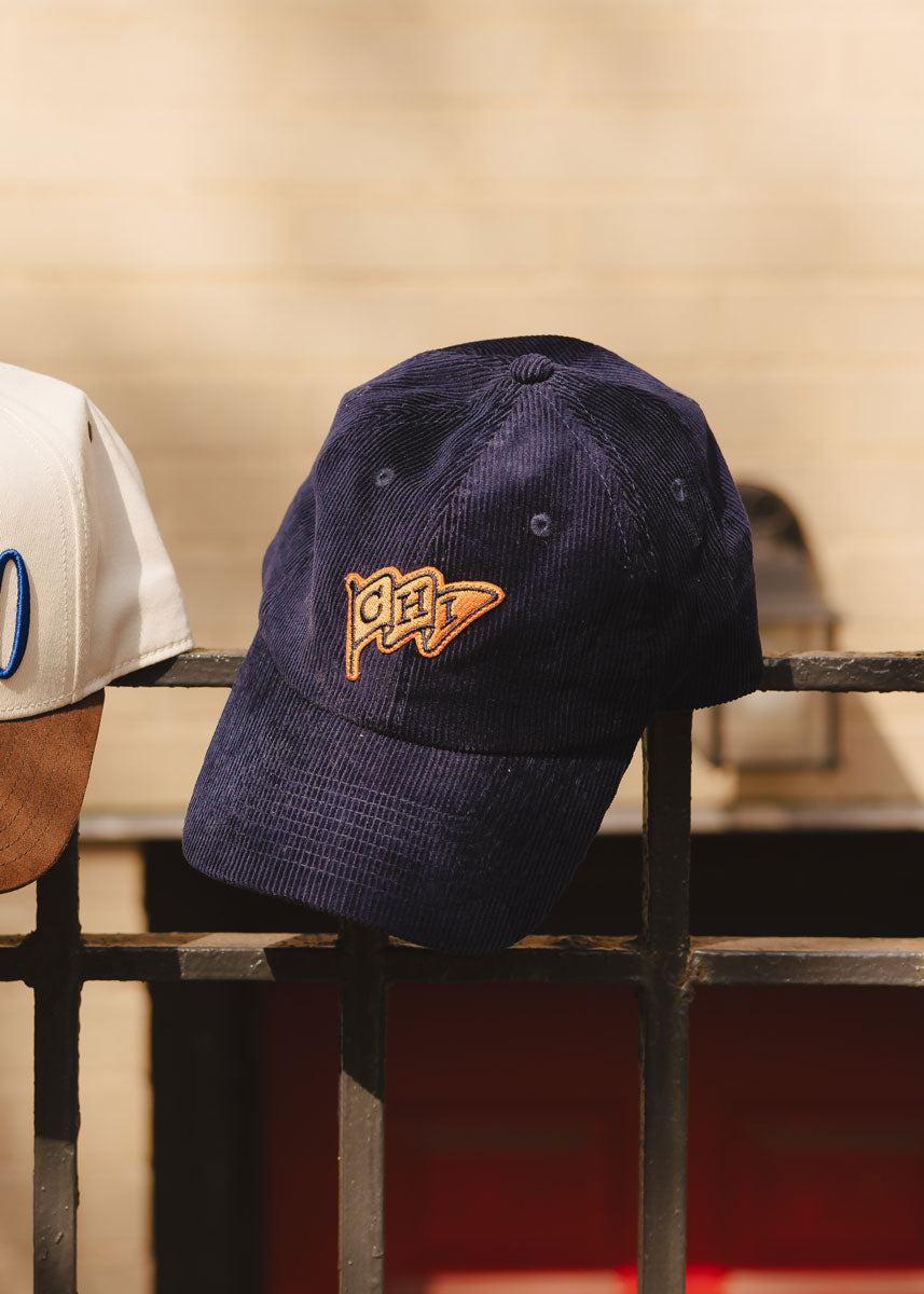 Chi Pennant Dad Hat - Navy Corduroy