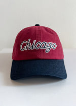 Chicago Script Baseball Cap - Burgundy & Navy