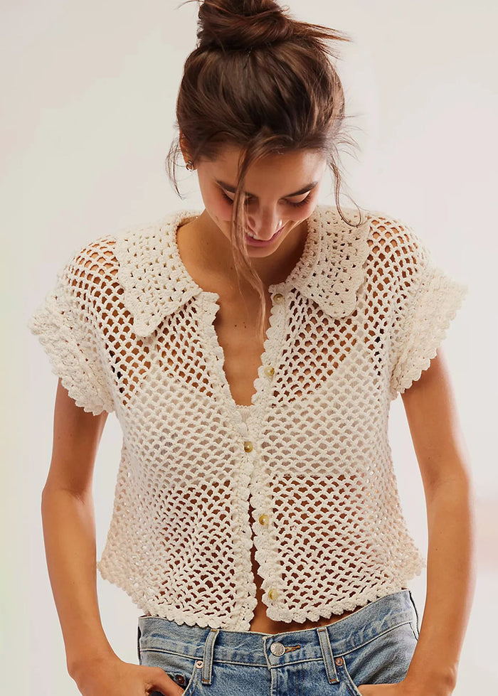 Lily Crochet Top - Coconut Milk