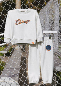 Chicago Script Sweatsuit Set - Heather Grey